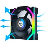 Lian Li UNI FAN SL120 LCD Wireless Reverse Blade case fan Zwart, 3 stuks, 4-pin PWM fan-connector