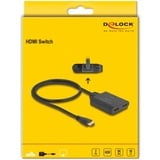 DeLOCK HDMI Switch 2x HDMI in > 1x HDMI out Zwart, 0,5 meter, 8K 60 Hz