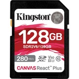 Kingston Canvas React Plus 128 GB geheugenkaart Zwart, UHS-II U3, Class 10, V60