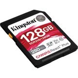 Kingston Canvas React Plus 128 GB geheugenkaart Zwart, UHS-II U3, Class 10, V60