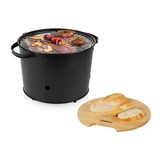 Princess 112240 Hybrid Bucket Barbecue | Elektrisch | Houtskool Zwart, Ø 32 cm | incl. luxe bamboe serveer- en snijplank