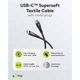 goobay Supersoft USB-C kabel Zwart, 2 meter