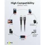 goobay Supersoft USB-C kabel Zwart, 2 meter