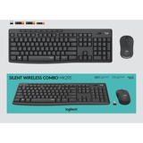Logitech MK295 Silent Wireless, desktopset Donkergrijs, BE Lay-out