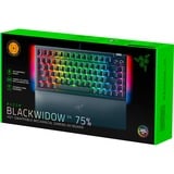 Razer BlackWidow V4 75%, gaming toetsenbord Zwart, US lay-out, Razer Orange, RGB leds, TKL, Doubleshot ABS, hot swap