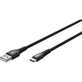 goobay Supersoft USB-C naar USB-A 2.0 kabel Zwart, 3 meter