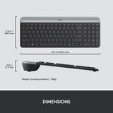 Logitech MK470 Slim draadloze desktopset Zwart, US-International lay-out (QWERTY), Scissor switches, 100%, 1000 dpi