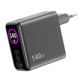 Sitecom 140W GaN Power Delivery Wall Charger with full color LED display Zwart