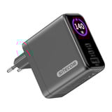 Sitecom 140W GaN Power Delivery Wall Charger with full color LED display oplader Zwart