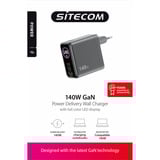 Sitecom 140W GaN Power Delivery Wall Charger with full color LED display oplader Zwart