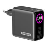 Sitecom 140W GaN Power Delivery wandoplader met led-scherm Zwart