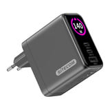 Sitecom 140W GaN Power Delivery wandoplader met led-scherm Zwart