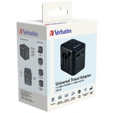 Verbatim Universele reisadapter UTA-02 reisstekker Zwart, 1x USB-A, 1x USB-C