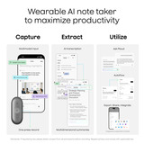 Plaud NotePin S dicteerapparaat Paars, 64 GB, Bluetooth 5.2 / BLE (Bluetooth Low Energy) / Wi-Fi