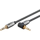 goobay Plus Audio 3,5 mm aux stereoverbindingskabel 90° Zwart/zilver, 5 meter