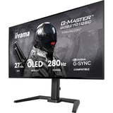iiyama G-Master Titan Falcon GOB2701QSC-B1 27" gaming monitor Zwart, 2x HDMI 2.1, 1x DisplayPort 1.4, USB-C, Audio, 280 Hz