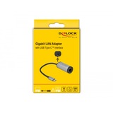 DeLOCK USB-C 3.2 Gen 1 naar RJ-45 Gigabit LAN adapter Grijs, Power Delivery