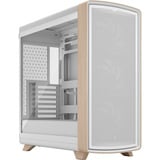 Fractal Design Summit Chalk White TG midi tower behuizing Wit/houtkleur | 2x USB-A | 1x USB-C | Tempered Glass
