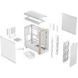 Fractal Design Summit Chalk White TG midi tower behuizing Wit/houtkleur | 2x USB-A | 1x USB-C | Tempered Glass