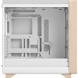 Fractal Design Summit Chalk White TG midi tower behuizing Wit/houtkleur | 2x USB-A | 1x USB-C | Tempered Glass
