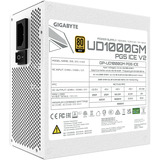 GIGABYTE UD1000GM PG5 V2 ICE modulaire 1000 watt voeding  Wit, 1x 12V-2x6, 4x PCIe