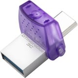 Kingston DataTraveler microDuo 3C 256 GB usb-stick Paars/transparant, USB-A + USB-C