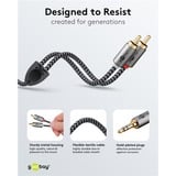 goobay Plus 3,5 mm jack naar 2x stereo RCA (Tulp) adapterkabel Zwart/zilver, 5 meter