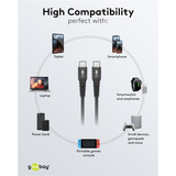 goobay Supersoft USB-C > USB-C 2.0 kabel Zwart, 3 meter