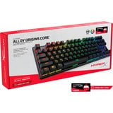 HyperX Alloy Origins Core RGB mechanisch gaming toetsenbord Zwart, US lay-out (QWERTY), HyperX Red, 80% (TKL), RGB leds, TKL