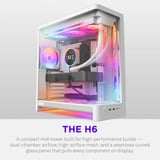 NZXT H6 RGB+ midi tower behuizing Wit | 2x USB-A | 1x USB-C | RGB | Tempered Glass