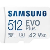 Samsung EVO Plus microSDXC (2024), 512 GB geheugenkaart Wit, U3, V30, A2, Incl. SD-Adapter