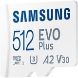 Samsung EVO Plus microSDXC (2024), 512 GB geheugenkaart Wit, U3, V30, A2, Incl. SD-Adapter