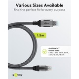 goobay USB-A 3.0 naar RJ45 netwerkadapter Zwart/zilver, 1.5 meter