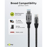 goobay USB-A 3.0 naar RJ45 netwerkadapter Zwart/zilver, 1.5 meter
