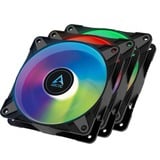 ARCTIC P12 PWM PST A-RGB case fans Zwart, 3 stuks, 120 x 120 x 25 mm