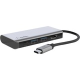 Belkin CONNECT Meerpoorts 4-in-1 USB-C hub dockingstation Grijs/zwart