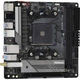 ASRock B550M-ITX/ac socket AM4 moederbord Zwart/grijs, RAID, Gb-LAN, WiFi 5, BT, Sound, Mini-ITX