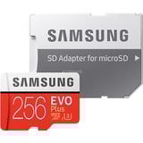 Samsung EVO Plus microSD 256 GB geheugenkaart Rood/wit, MB-MC256GA/EU, Class 10, incl. adapter