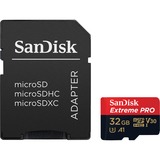 SanDisk Extreme PRO 32 GB microSDHC geheugenkaart UHS-I U3, Class 10, V30, A1, Incl. SD Adapter