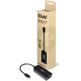 Club 3D USB-C 3.2 Gen 1 naar 2.5Gb-LAN Ethernet adapter Zwart, 0,16 meter