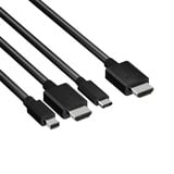 Club 3D USB-C + HDMI + Mini-DisplayPort naar HDMI adapter 2 meter, 4K 60 Hz