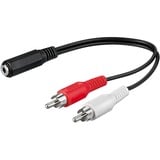 goobay 3.5 mm jack 3-polig (female) naar 2x Tulp - audio (male) adapter Zwart, 0,2 meter