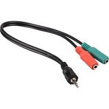 goobay 3.5 mm jack 4-polig (male) naar 2x 3.5 mm jack 3-polig (female) adpaterkabel adapter 0,3 meter