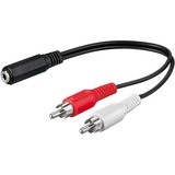 goobay RCA > 3-Pin 3.5 mm (female) adapter Zwart, 0,2 meter