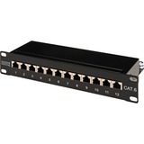 Digitus Patchp. 10" Cat.6 12port 1HE patchpaneel Zwart