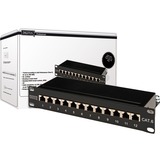 Digitus Patchp. 10" Cat.6 12port 1HE patchpaneel Zwart