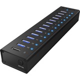 ICY BOX IB-AC6113 usb-hub Zwart, 13x USB 3.0, 1x USB oplaadpoort