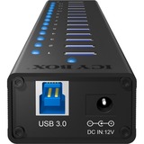 ICY BOX IB-AC6113 usb-hub Zwart, 13x USB 3.0, 1x USB oplaadpoort