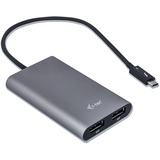 i-tec Thunderbolt 3 naar 2x DisplayPort adapter Zwart