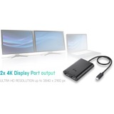 i-tec USB-C > Dual DisplayPort adapter Zwart, 0,3 meter, 4K